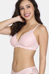 Zivame Forever Yours Padded Non Wired 3/4th Coverage Lace Bra - Rose Quartz — thumbnail 3